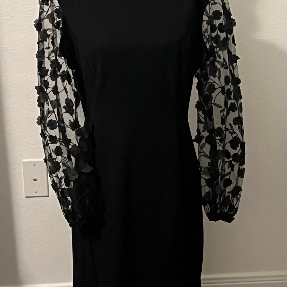 Connected Apparel Black Sheath Dress with Bishop Sleeves 12P